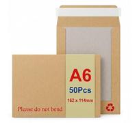 STRBOXONG 50 Pack Board Backed Envelopes A6 Do Not Bend, C6 Hardback Envelopes Peel and Seal for Seed Packets & RSVP Cards, Brown Hard Manilla Cardboard Mailers, 162 x 114mm, Royal Mail Letter Mailer