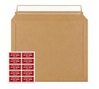 STRBOXONG A4 Cardboard Envelopes 334 x 234 mm, C4 Rigid Stay Flat 400gsm Expandable Capacity Book Mailers, Royal Mail Large Letter with Peel & Seal and Rip & Strip Open (Pack of 10 + Stickers)