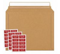 STRBOXONG A4 Cardboard Envelopes 334 x 234 mm, C4 Rigid Stay Flat 400gsm Expandable Capacity Book Mailers, Royal Mail Large Letter with Peel & Seal and Rip & Strip Open (Pack of 30 + Stickers)