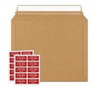 STRBOXONG A4 Cardboard Envelopes 334 x 234 mm, C4 Rigid Stay Flat 400gsm Expandable Capacity Book Mailers, Royal Mail Large Letter with Peel & Seal and Rip & Strip Open (Pack of 20 + Stickers)
