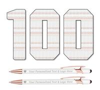 STREADVE 100 Personalised Pen Add Your Own Logo Name Pens Engraved Customised Ballpoint Pen Writing Stylus Pen Custom Church Communion Gift Unique Present, White