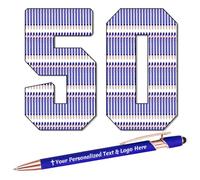 STREADVE 50 Personalised Pen Add Your Own Logo Name Pens Engraved Customised Ballpoint Pen Writing Stylus Pen Custom Birthday Lawyer Gift Unique Present, Blue