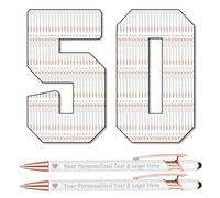 STREADVE 50 Personalised Pen Add Your Own Logo Name Pens Engraved Customised Ballpoint Pen Writing Stylus Pen Custom Church Communion Gift Unique Present, White