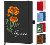 STREADVE Birth Flower Journal Personalised Notebook with Name Custom Journaling Birthday Gift for Women Daughter Mothers Day Mom Her A5 Notebooks Month Flower Lined Journals