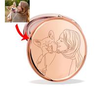 STREADVE Personalised Compact Mirror Photo Picture Engraved Pocket Portable Mirrors for Women Bridesmaid Daughter Mum Her Custom Gift Rose Gold Mirror, 1x/2x Magnification