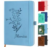 STREADVE Personalised Notebook Journal with Birth Flower Name Custom Notepad for Women Daughter Birthday Customised College Ruled Notebooks Lined Journals Gift for Mothers Day Mom Her Graduation