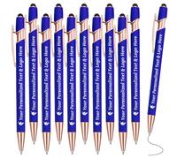 STREADVE Personalised Pen Add Your Own Logo Name Pens 10 Engraved Customised Ballpoint Pen Writing Stylus Pen Custom Birthday Office Gift Unique Present, Blue