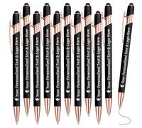 STREADVE Personalised Pen Add Your Own Logo Name Pens 10 Engraved Customised Ballpoint Pen Writing Stylus Pen Custom Birthday Business Gift Unique Present, Black