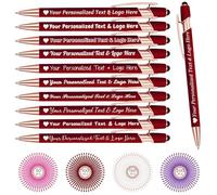 STREADVE Personalised Pen Add Your Own Logo Name Pens 10 Engraved Customised Ballpoint Pen Writing Stylus Pen Custom Valentine Business Gift Unique Present, Deep Red