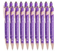 STREADVE Personalised Pen Add Your Own Logo Name Pens 20 Engraved Customised Ballpoint Pen Writing Stylus Pen Custom Bridal Shower Birthday Women Gift Unique Present, Purple