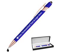 STREADVE Personalised Pen Add Your Own Logo Name Pens Engraved Customised Ballpoint Pen Writing Stylus Pen Custom Birthday Men Gift Unique Present, Blue