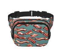 Streaky Bacon Pattern print Fanny Pack Purse with Adjustable Strap Square Double Layer Waist Bag Belt Unisex Everywhere