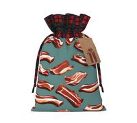 Streaky Bacon Pattern Print Festive Drawstring Gift Eco-Friendly Bags Reusable Pouches Birthday Wedding Party