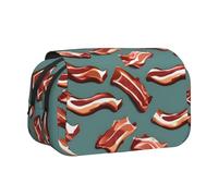 Streaky Bacon Pattern print Makeup Cosmetic Bag Stationary Kawaii Pencil Box Pouch Gadget Organizer Bag with Zipper