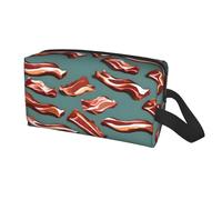 Streaky Bacon Pattern Print Travel Storage Bag for Men Women,Large Capacity Organizer Portable Toiletry Bag