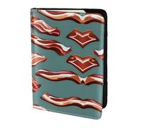 Streaky Bacon Pattern print Travel Wallet Passport Holder Case for Family Leather Passport Cover for Men Women, Black, One Size
