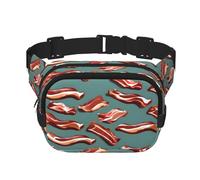 Streaky Bacon Pattern Print Waist Pack Square Waist Bag Workout Hiking Running Travel Gym Pretty Zipper Fashion