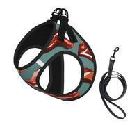 Streaky Bacon Pattern printing Puppy Harness, Dog Harness and Leash Set, Soft Mesh Reflective Breathable Lightweight Vest-Style