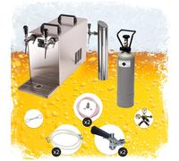 Under counter Complete set - Beer Dispenser, Beer Machine - STREAM 50 beer case, flow cooler 2-line dry cooler, up to 55 liters/h Type M, NC Adapter