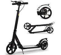 Stream Adult Scooters with Disc Handbrake, Foldable Kick Scooter Push Street Scooter with Dual Suspension Adjustable Handlebar, 200mm Big Wheels for Kids Adults Teens Ages 12+(black)