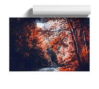 Stream Behind the Red Trees Design | Unframed Wall Art Print | Ready to Frame Poster | Modern Home Decor Picture | Artwork for Walls | A1 (59.4x84.1 cm)