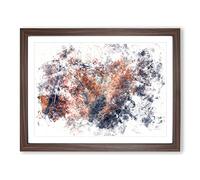 Stream Behind The Red Trees Watercolour Modern Framed Print | A4 Walnut Framed Wall Art | Ready to Hang | Modern Floral Picture | Living Room Bedroom Lounge Office