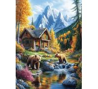 Stream Brown Bear Group 1000 Piece Complete Jigsaw Puzzle Set Animal Pets Teens Beginners Educational Challenge Puzzle Fans Group Play Anniversary Quality Material 1000 PCS