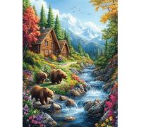 Stream Brown Bear Group 1000 Piece Premium Jigsaw Puzzle Animal Pets Adult Jigsaws Educational Game Hobby Home Decor Winter Gift Durable Wooden Cardboard 1000 PCS