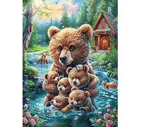 Stream Brown Bear Group 1000 Pieces Jigsaw Puzzles Animal Pets For Men Educational Decompression Adults Anxiety Memory Care Mothers Valentines Gift Durable Cardboard 1000 PCS