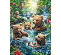 Stream Brown Bear Group 300 Pieces Classic Jigsaw Puzzle Animal Pets Puzzle for Adults Concentration Training Wall Art Mental Exercise Halloween Premium Cardboard 300 PCS