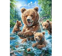 Stream Brown Bear Mother And Cub 1000 Pc DIY Jigsaw Puzzle Animals And Plants Puzzles for Adults Teens Hard Challenging Team Building Stress Reducing Autumn Sturdy Wooden Cardboard 1000 PCS
