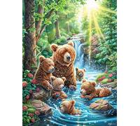 Stream Brown Bear Mother And Cub 1000 Pcs Jigsaw Puzzles Animals And Plants Puzzles for Adults Teens Brain Game Fun Family Game Team Building Stress Reducing Autumn Thick Cardboard 1000 PCS