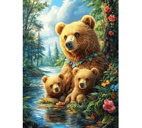 Stream Brown Bear Mother And Cub 1000 Piece Pack DIY Jigsaw Puzzle Animal Pets Collectors Cognitive Development Educational Decorative Puzzle Gifts for Adults Premium Cardboard 1000 PCS