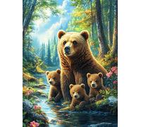 Stream Brown Bear Mother And Cub 300 Pcs Jigsaw Puzzles Animals And Plants Puzzles for Adults Teens Brain Game Fun Family Game Team Building Stress Reducing Autumn Thick Cardboard 300 PCS