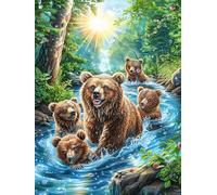 Stream Brown Bear Mother And Cub 300 Piece Count Premium Jigsaw Puzzle Animal Pets For Adults Teens 14+ Concentration Training Indoor Game Family Game Night Creativity Gift Giving 300 PCS