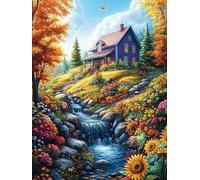 Stream Cabin 500 Pc DIY Jigsaw Puzzle Animal Pets Puzzles for Adults Teens Hard Challenging Team Building Stress Reducing Autumn Rigid Cardboard 500 PCS