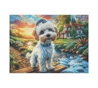 Stream Cute Dog 500 Pc DIY Jigsaw Puzzle Puzzles for Adults Teens Hard Challenging Team Building Stress Reducing Autumn Sturdy Wooden Cardboard 500 PCS/52×38cm