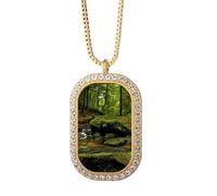 stream green ry science nature scenery Necklace Pendant Diamond Crystal Golden Jewelry