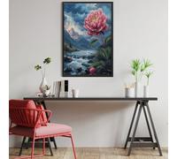 Stream Peony Flower 1000 Piece Jigsaw Puzzle for Adults Animals And Plants Jigsaw Creative Gift for Loved Ones Family Activity Challenging Design Stress Relief Pastime 1000 PCS