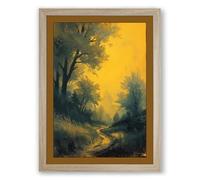 Stream Through Dark Woods Romantic Framed Wall Art Print A2 (59.4×42cm) Oak, Wall Decor for Living Room, Bedroom, Office & Home, Ready to Hang, Art Gift