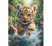 Stream Tiger 1000 Pcs Jigsaw Puzzles Animal Pets Puzzles for Adults Teens Brain Game Fun Family Game Team Building Stress Reducing Autumn Thick Cardboard 1000 PCS