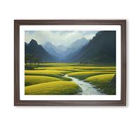 Stream To The Mountains Framed Print | A2 Walnut Framed Wall Art | Ready to Hang | Modern Landscape Picture | Living Room Bedroom Lounge Office