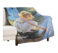 Stream Water Flower Fairy Soft Throw Blanket for Couch Lightweight Flannel Blanket for Sofa Couch Throw Bed Warm Cozy Decorative Blankets Fall Winter Decor 60"x80"