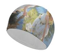 Stream Water Flower Fairy Swim Cap for Women Men Swimming Hat Bath Waterproof Pool Caps for Long Thick Curly Hair