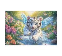 Stream Winged White Tiger 1000-piece Jigsaw Puzzle Bundle Fruit Vine Harvest Family Puzzle Lovers Brain Training Mindful Activity Spring Gift Durable Cardboard 1000 PCS