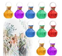 Streamer Poppers 10 Pack, Confetti Streamers No Mess Party Poppers, Mix No Mess Confetti Poppers, Handheld Streamer Cannon, Hand Thrown Streamers for Weddings Birthdays Events, Quiet Easy Cleanup