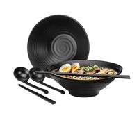 STREAMLINE SUPPLIES Large Ramen Bowl Set of 2 - Japanese Ramen Bowls with Chopsticks and Spoon - 1100ml Traditional Asian Inspired Dinnerware for Noodles Udon Pho Soup Pasta Salad