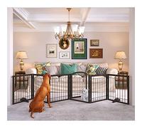 STREAMVOY 3-Panel Extra Wide Pet Gate - 72" x 28" Foldable Dog Fence Indoor, Sturdy Metal Safety Barrier for Stairs/Doorways with Scuff-Proof Protection（White） (Black)