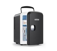 STREAMVOY 4L Mini Fridge - Portable Cooler for Bedroom/Office, Dual Power Supply (AC/DC), Holds 8 Cans, Compact 24x17.5x25.5cm, Perfect for Drinks & Skincare (Black)