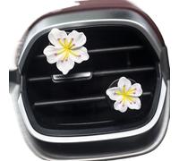 STREAMVOY Car Air Freshener Vent Clip - 5 Color Flower Design, Woody Scent, Odor Eliminator & Decor for Car AC Vent (white(a pair))